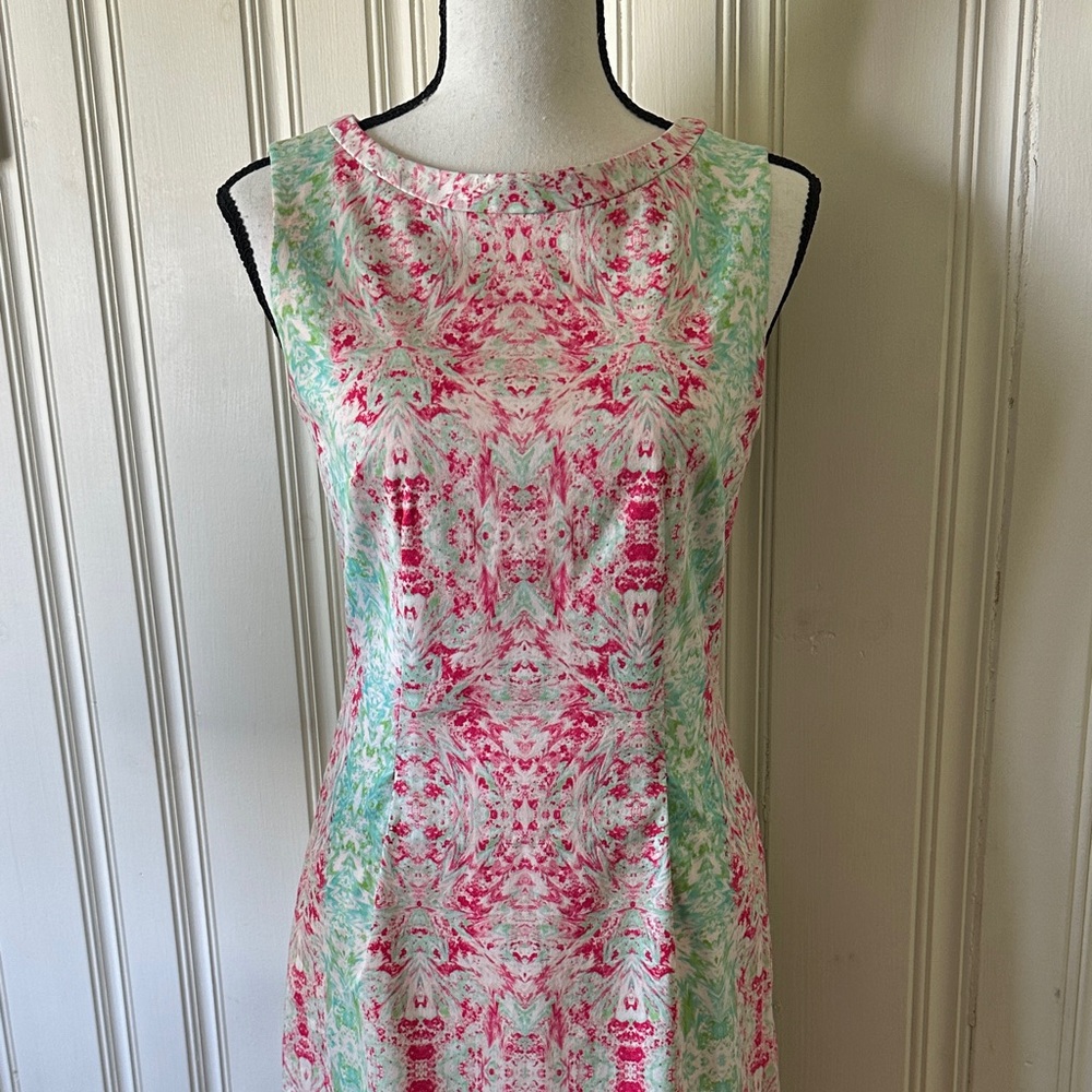 Ellie Tahari Pink and Green Mini Dress Size 2